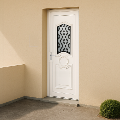 Porte d’entrée en PVC vitrée blanche Celia 6 décor