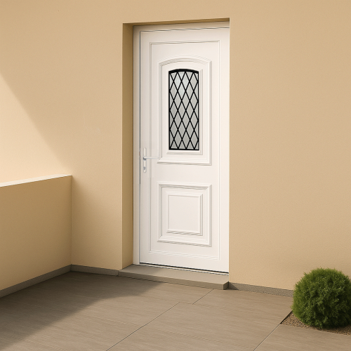 Porte d’entrée en PVC vitrée blanche Granada 17L décor
