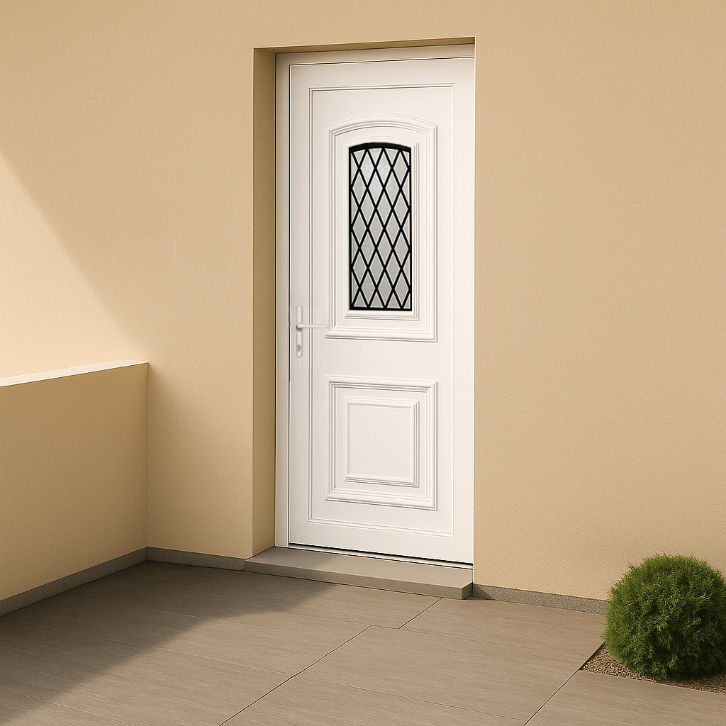 Porte d’entrée en PVC vitrée blanche Granada 17L décor