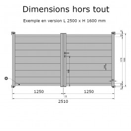 Portail battant aluminium anthracite FARO (dimensions hors tout 2500x1600)