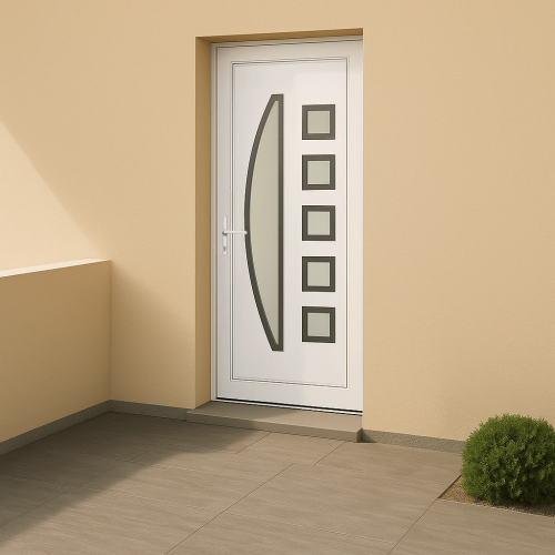 Porte d’entrée en PVC vitrée blanche Achille 2