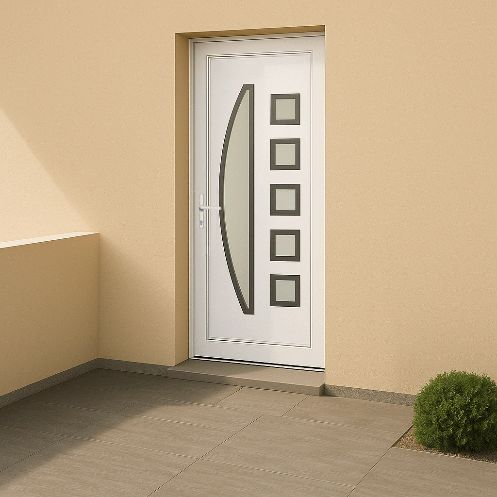 Porte d’entrée en PVC vitrée blanche Achille 2