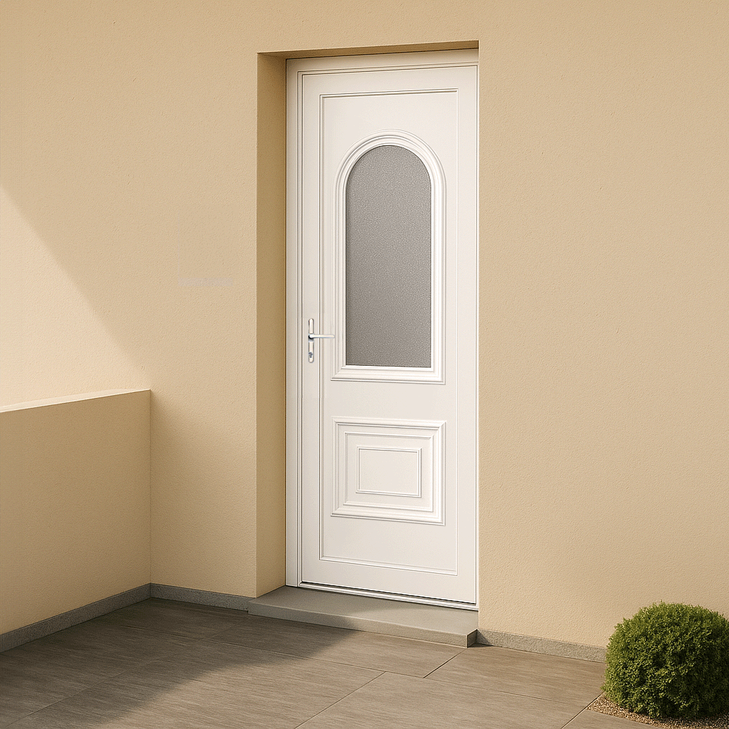 Porte d’entrée en PVC vitrée blanche Corsa 26L