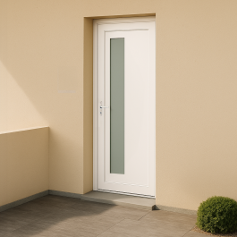 Porte d’entrée en PVC vitrée blanche Jacob