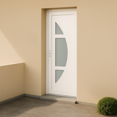 Porte d’entrée en PVC vitrée blanche Ben