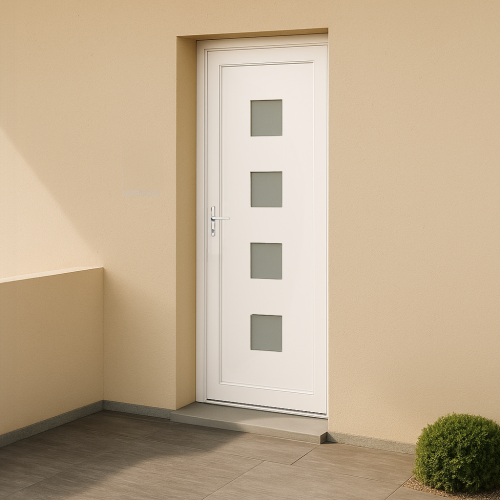 Porte d’entrée en PVC vitrée blanche Isidore