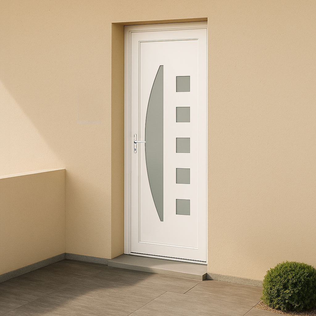 Porte d’entrée en PVC vitrée blanche Achille 0