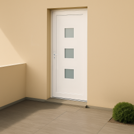 Porte d’entrée en PVC vitrée blanche Cesar