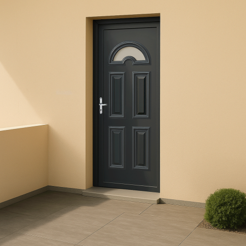 Porte d’entrée PVC couleur Emilia 114 vitrée partie haute