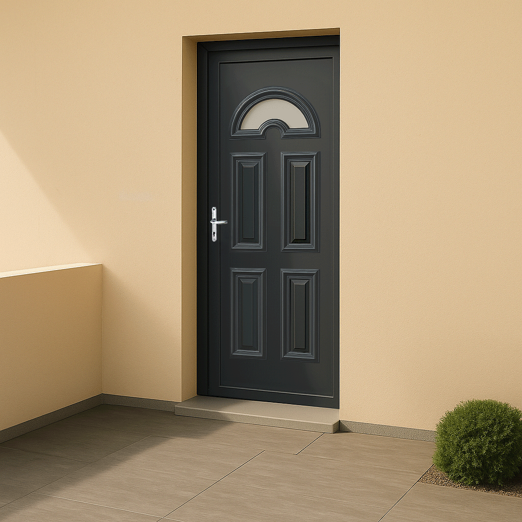 Porte d’entrée PVC couleur Emilia 114 vitrée partie haute