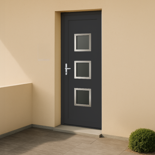 Porte d'entrée PVC couleur 124-9 vitrée