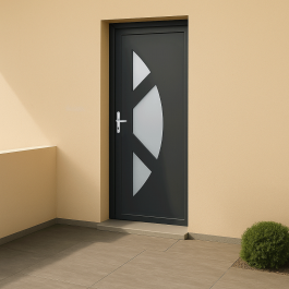 Porte d’entrée PVC couleur 7003 vitrée