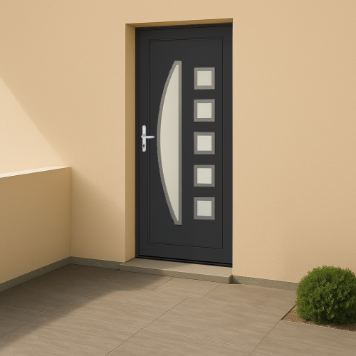 Porte d’entrée PVC couleur 1828 vitrée