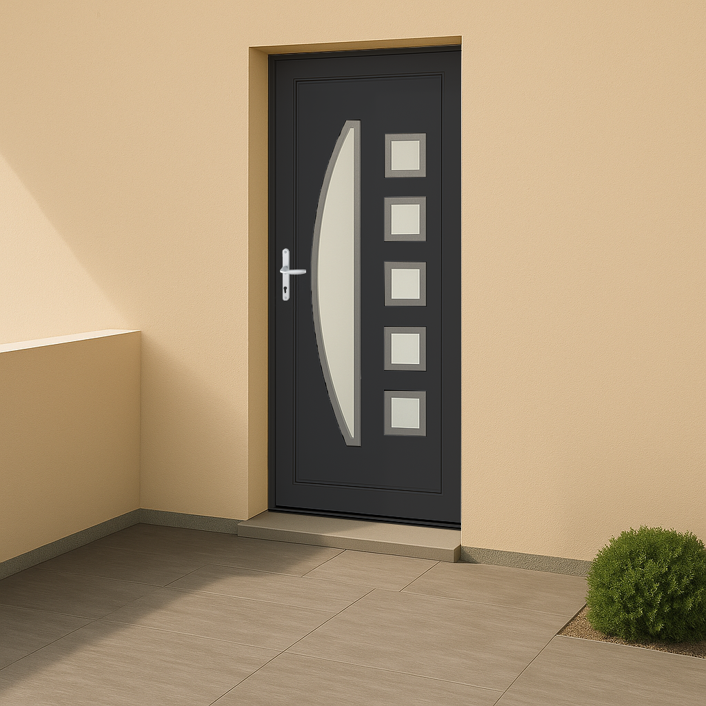 Porte d’entrée PVC couleur 1828 vitrée