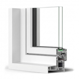 Coupe profil de Porte Fenêtre PVC H 215 x L 80 cm 1 vantail blanc avec volet roulant électrique pour pose en neuf