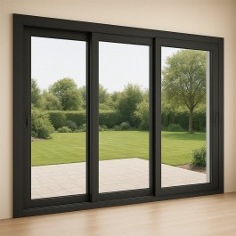 Baie vitrée ALU coulissante 3 vantaux anthracite