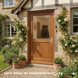 Porte d'entrée vitrée sur-mesure en bois exotique LOUISE (sans option décor soubassement, lasurée)