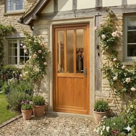 Porte d'entrée vitrée sur-mesure en bois exotique MANON