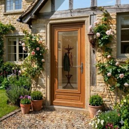 Porte d'entrée vitrée sur-mesure en bois exotique CHANTAL