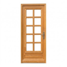 Porte d'entrée vitrée sur-mesure en bois exotique CHANTAL AVEC PETIT BOIS