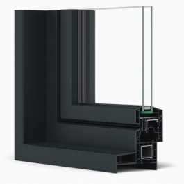 Coupe profil de Porte fenêtre PVC H 205 x L 90 cm 1 vantail anthracite pour pose en neuf - tirant gauche