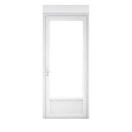 Porte Fenêtre PVC H 205 x L 90 cm 1 vantail blanc avec volet roulant électrique pour pose en neuf tirant droit