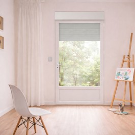 Porte Fenêtre PVC H 215 x L 90 cm 1 vantail blanc avec volet roulant électrique pour pose en neuf tirant droit