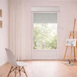 Porte Fenêtre PVC H 205 x L 90 cm 1 vantail blanc avec volet roulant à manivelle pour pose en neuf tirant droit