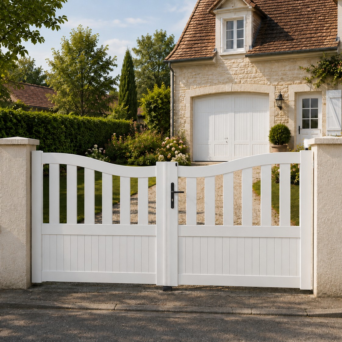 Portail battant PVC standard BREST blanc INCURVÉ