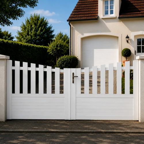 Portail battant PVC standard ALENÇON blanc INCURVÉ