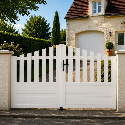Portail battant PVC standard ALENÇON blanc CONVEXE
