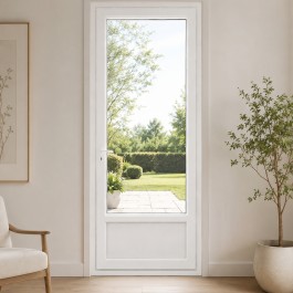 Porte fenêtre PVC H 205 x L 90 cm 1 vantail blanc pour pose en neuf tirant droit