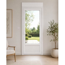 Porte Fenêtre PVC H 205 x L 80 cm 1 vantail blanc avec volet roulant électrique pour pose en neuf tirant droit