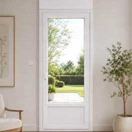 Porte Fenêtre PVC H 205 x L 90 cm 1 vantail blanc avec volet roulant électrique pour pose en neuf tirant droit