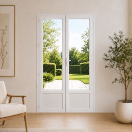 Porte fenêtre PVC H 225 x L 120 cm 2 vantaux blanc pour pose en neuf