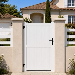 Portillon PVC standard GUÉRANDE blanc hauteur 1800 mm - poignee a droite