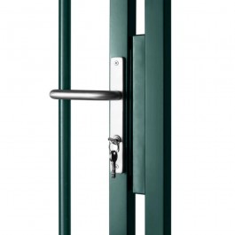 Zoom serrure - Portail barreaudé acier galvanisé 2 vantaux hauteur 100 cm - vert