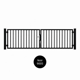 Portail barreaudé acier galvanisé 2 vantaux hauteur 100 cm - noir