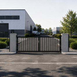 Portail barreaudé acier galvanisé 2 vantaux hauteur 100 cm - noir
