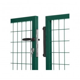 zoom serrure - Portail grillagé acier galvanisé 2 vantaux hauteur 100 cm - noir
