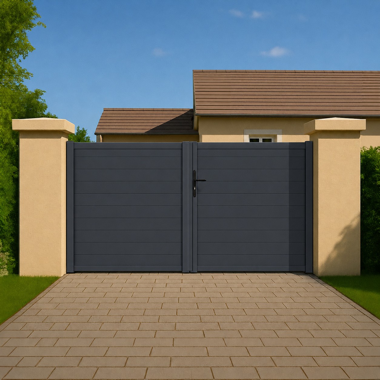 Portail battant PVC sur-mesure Arles anthracite