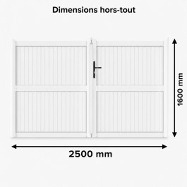 hauteur 1600 mm x largeur 2500 mm