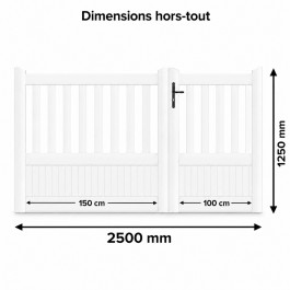 Portail battant PVC standard ETRETAT blanc largeur 2500 mm