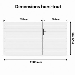 Portail battant PVC standard LYON blanc largeur 2500 mm
