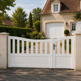Portail battant PVC standard BREST blanc INCURVÉ largeur 2500 mm