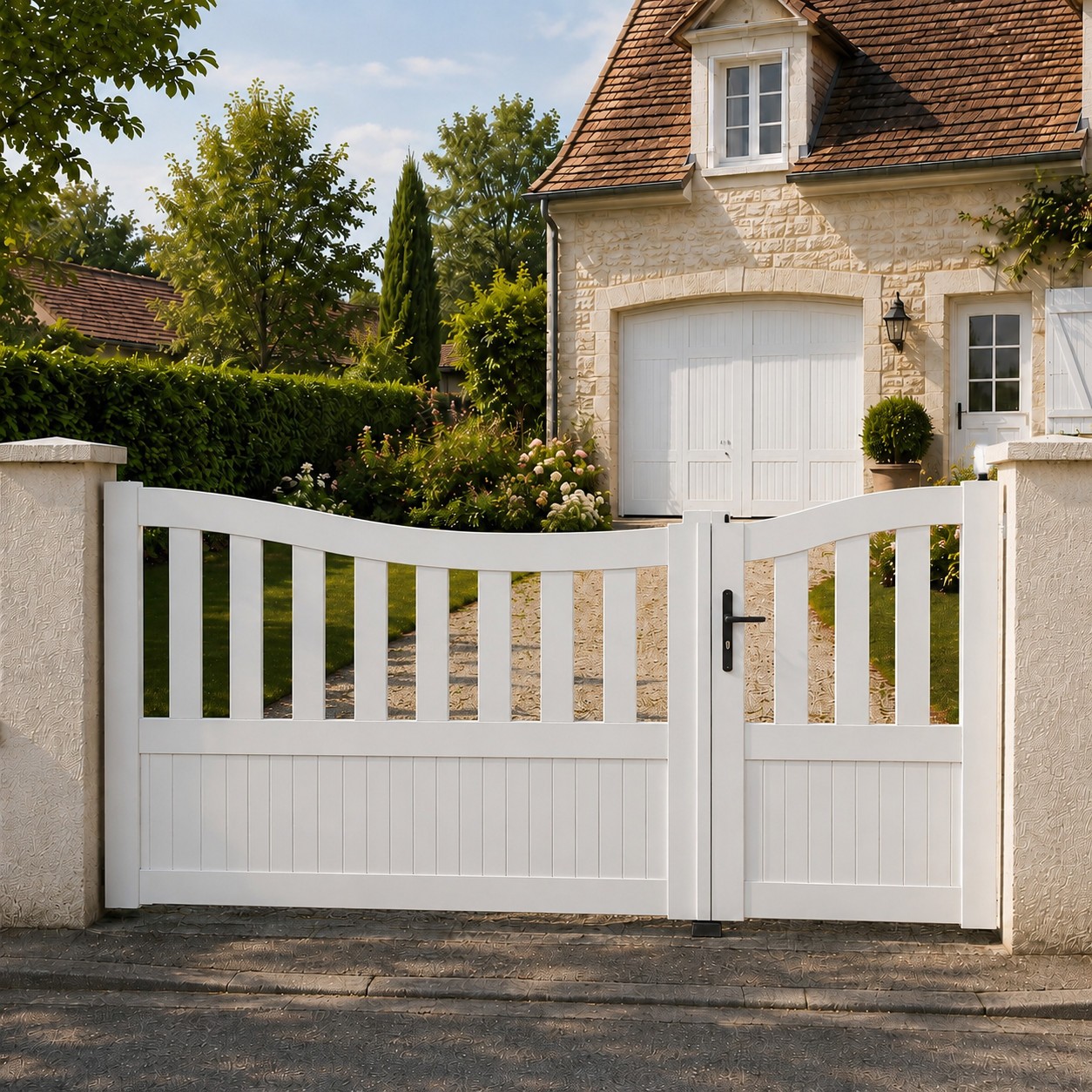 Portail battant PVC standard BREST blanc INCURVÉ