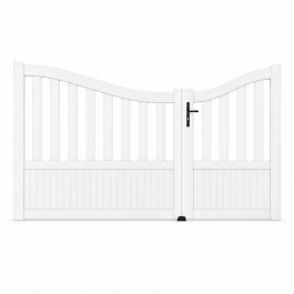 Portail battant PVC standard BREST blanc INCURVÉ largeur 2500 mm