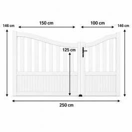 Portail battant PVC standard BREST blanc INCURVÉ largeur 2500 mm