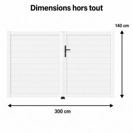 Portail battant PVC standard ARLES blanc - largeur 3000 mm