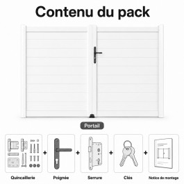 Portail battant PVC standard ARLES blanc - contenu pack